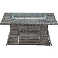 Rectangular Rattan Garden Dining Table with Fire Pit in Grey - Rattan Direct