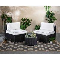 Rattan 2 Seater Bistro Set - Black & White - Florida - Rattan Direct