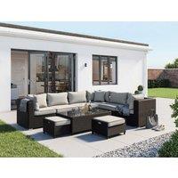 Geneva 9 Piece Rattan Garden Corner Sofa Set in Black & White - Rattan Direct