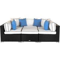 Geneva 6 Piece Rattan Garden Daybed Sofa Set in Black & White - Rattan Direct