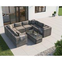 Rattan Garden U-Shaped Sofa Set in Grey - Geneva - Rattan Direct