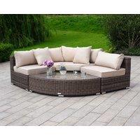 4 Piece Rattan Garden Furniture Sofa Set in Truffle Brown & Champagne - Rattan Direct