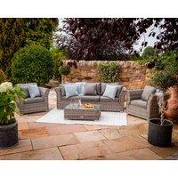 3 Seater Rattan Garden Sofa & Armchair Set in Grey - Lisbon - Rattan Direct