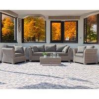 3 Seater Rattan Conservatory Sofa & Armchair Set in Grey - Lisbon - Rattan Direct