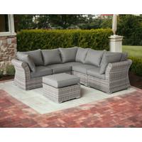 Rattan Garden 6 Piece Corner Sofa Set in Grey - Lisbon - Rattan Direct