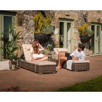 Miami Rattan Garden Sun Lounger Set in Truffle Brown & Champagne - Rattan Direct