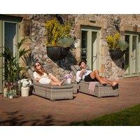 Miami Rattan Sun Lounger Set in Grey - Rattan Direct