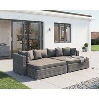 Rattan Garden Day Bed Sofa Set in Grey - Monaco - Rattan Direct