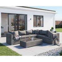 Rattan Lefthand Conservatory Corner Sofa Set in Grey - Monaco - Rattan Direct