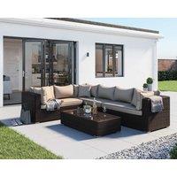 Rattan Garden Righthand Corner Sofa Set in Brown - Monaco - Rattan Direct