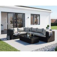 Rattan Righthand Corner Sofa Set in Black & White - Monaco - Rattan Direct