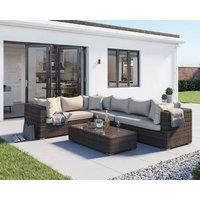 Rattan Righthand Corner Sofa Set in Truffle Brown & Champagne - Monaco - Rattan Direct