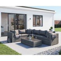 Rattan Garden Righthand Corner Sofa Set in Grey - Monaco - Rattan Direct