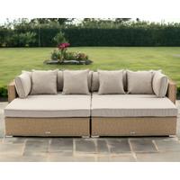 Rattan Garden Day Bed Sofa Set in Willow - Monaco - Rattan Direct