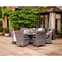 Rattan Conservatory Set with 6 Dining Chairs & Large Round Table in Grey - Marseille - Rattan Direct