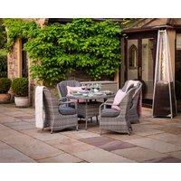 Rattan Conservatory Set with 4 Dining Chairs & Small Round Table in Grey - Marseille - Rattan Direct