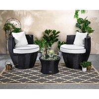 Rattan Conservatory Vase Set in Black & White - Orlando - Rattan Direct