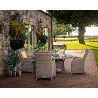 4 Rattan Garden Dining Chairs & Large Round Table Set in Grey - Riviera - Rattan Direct