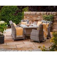 6 Rattan Conservatory Dining Chairs & Rectangular Dining Table in Grey - Riviera - Rattan Direct