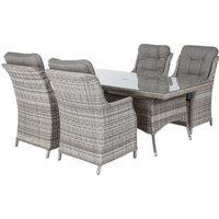 4 Dining Chairs & Rectangular Dining Table in Grey - Riviera - Rattan Direct