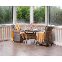 2 Seater Rattan Conservatory Dining Set With Square Dining Table in Grey - Riviera - Rattan Direct