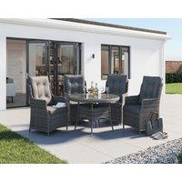 4 Rattan Garden Chairs & Small Round Dining Table in Grey - Riviera - Rattan Direct