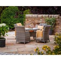 4 Rattan Conservatory Chairs & Small Round Dining Table in Grey - Riviera - Rattan Direct