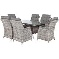 6 Rattan Dining Chairs & Small Rectangular Table in Grey - Riviera - Rattan Direct