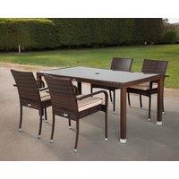 Roma 4 Rattan Chairs & Open Leg Rectangular Table Set in Brown - Roma - Rattan Direct