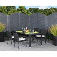 Roma 4 Rattan Garden Chairs & Open Leg Rectangular Table Set in Black & White - Roma - Rattan Direct