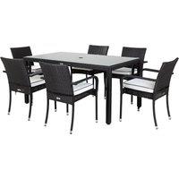 Roma 6 Rattan Garden Chairs & Open Leg Rectangular Table Set in Black & White - Roma - Rattan Direct