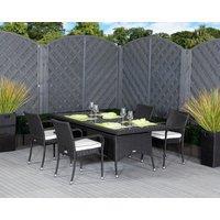 4 Rattan Garden Chairs & Rectangular Table Set in Black & White - Roma - Rattan Direct