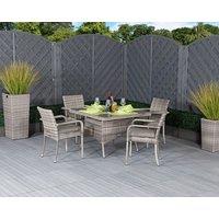 4 Seat Rattan Dining Set With Square Dining Table in Grey - Roma - Rattan Direct