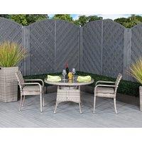 Small Round Rattan Dining Table & 2 Stackable Chairs in Grey - Roma - Rattan Direct