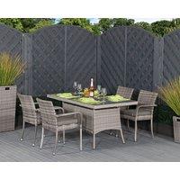 4 Seat Rattan Dining Set With Small Rectangular Dining Table in Grey - Roma - Rattan Direct