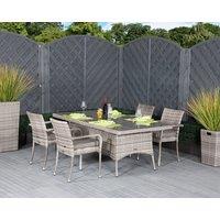 Roma 4 Stackable Chairs & Rectangular Dining Table in Grey - Roma - Rattan Direct