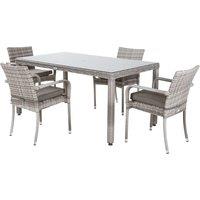 Roma 4 Stackable Chairs & Rectangular Open Leg Dining Table in Grey - Roma - Rattan Direct