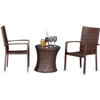 Rio Armed Stacking Rattan Garden Bistro Round Set in Brown - Rattan Direct