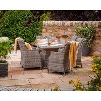 6 Seat Rattan Dining Set With Adjustable Height Table in Grey - Riviera - Rattan Direct