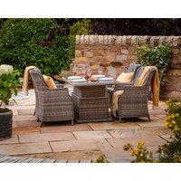 4 Rattan Dining Chairs & Adjustable Table Set in Grey - Riviera - Rattan Direct