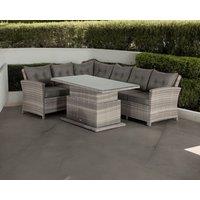 Rattan Garden Corner Sofa Set with Adjustable Table in Grey - Sorrento - Rattan Direct