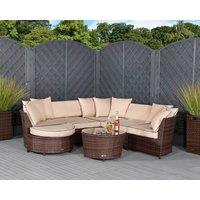 Valencia Rattan Garden Corner Sofa Set in Brown - Rattan Direct