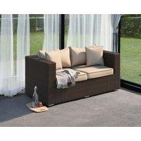 2 Seater Rattan Conservatory Sofa in Brown - Ascot - Rattan Direct