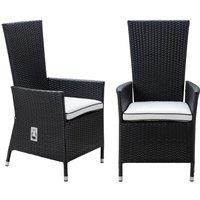 Reclining Rattan Garden Chair in Black & White - Cambridge - Rattan Direct