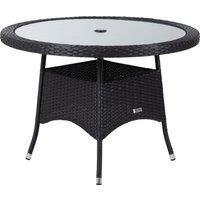 Rattan Garden Small Round Dining Table in Black With Glass Top - Rattan Direct