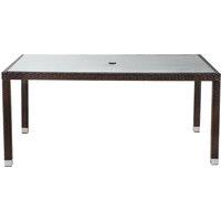 Open Leg Rectangular Rattan Garden Table in Brown - Rattan Direct