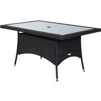 Rattan Garden Small Rectangular Dining Table in Black With Glass Top - Rattan Direct