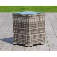 Tall Square Rattan Garden Side Table in Grey - Rattan Direct