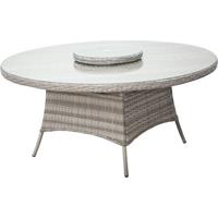 Large Round Rattan Garden Dining Table with Lazy Susan in Grey - Rattan Direct