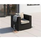 Rattan Garden Armchair in Black & White - Ascot - Rattan Direct